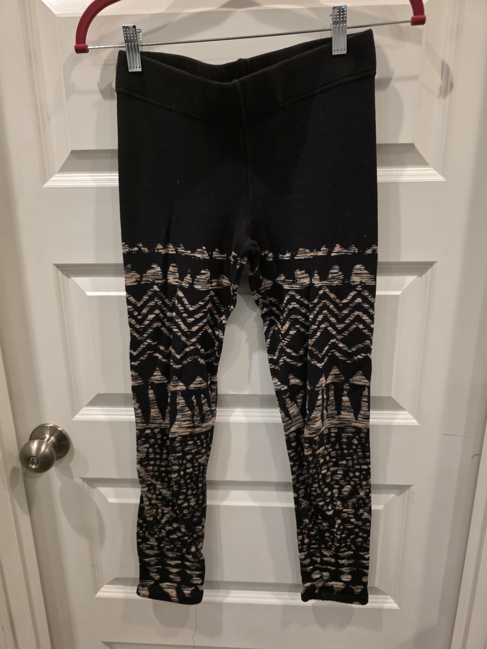 Free People Black Leggings with Cream Tribal Print - Picture 1 of 3